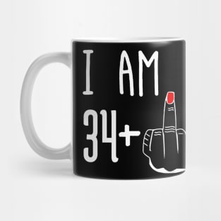 I Am 34 Plus 1 Middle Finger Funny 35th Birthday Mug